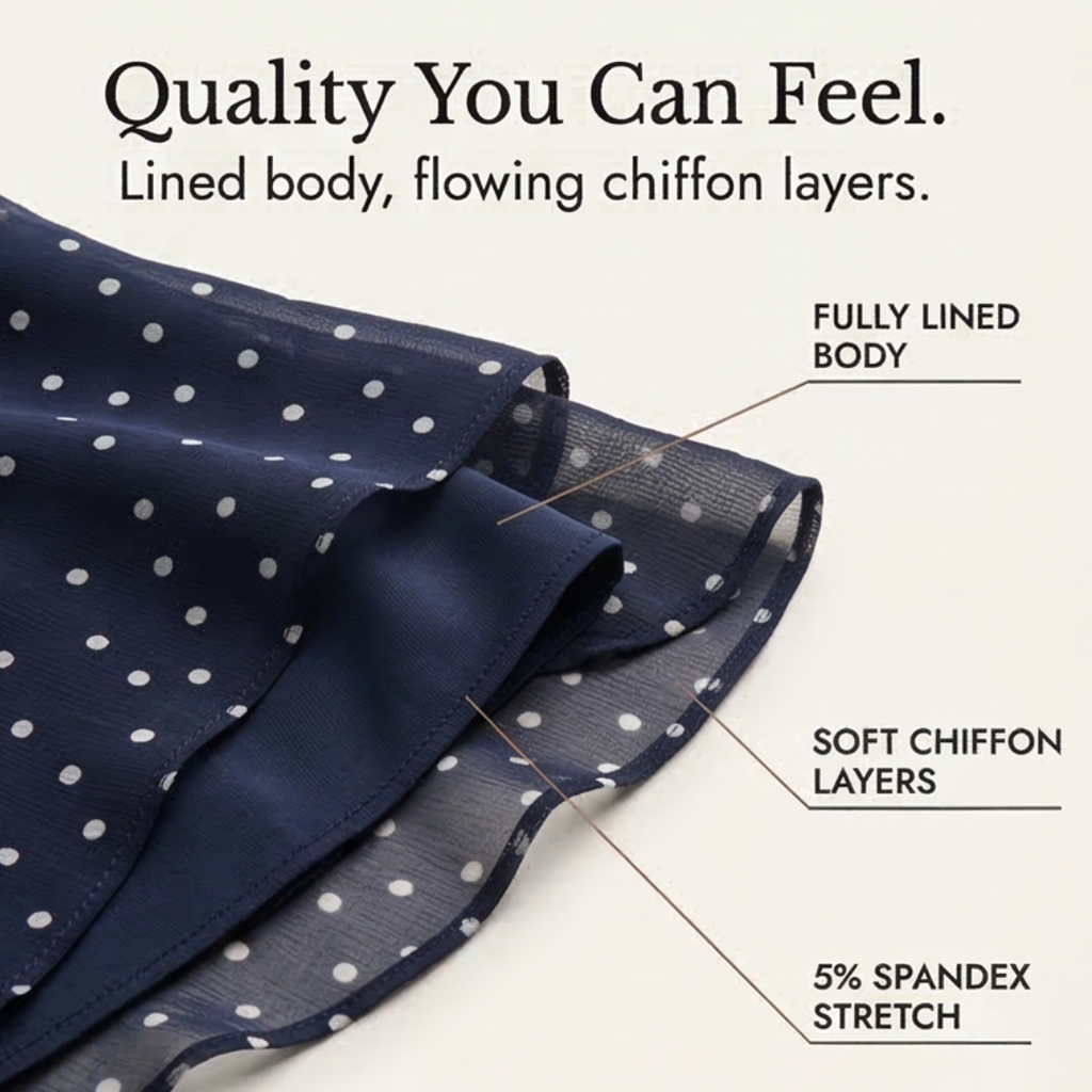 Florenne - Layered Chiffon Polka Dot Dress