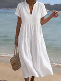Women's Simple Cotton And Linen Dress