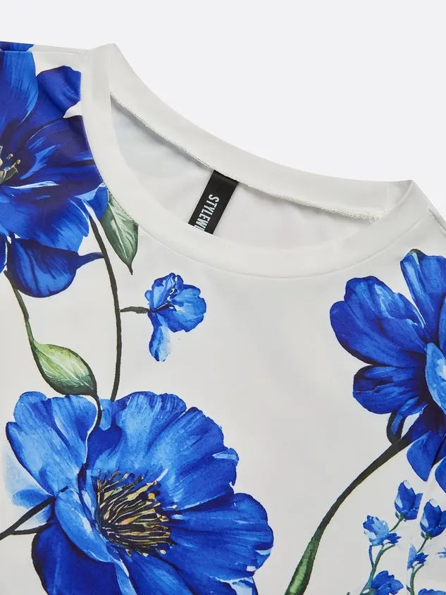Casual Floral Slim Fit Short Sleeve Tee