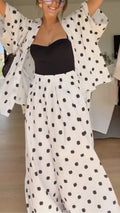 Polka Dot Oversized Blouse & Wide Leg Pants Set
