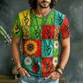 Men's Retro Hippie Peace Pattern Casual Short-sleeve T-shirt