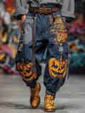 Men's Halloween themed contrasting pants for summer and autumn d58b
