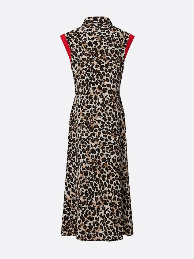 Casual Leopard Colorblock Tailored Maxi Dress