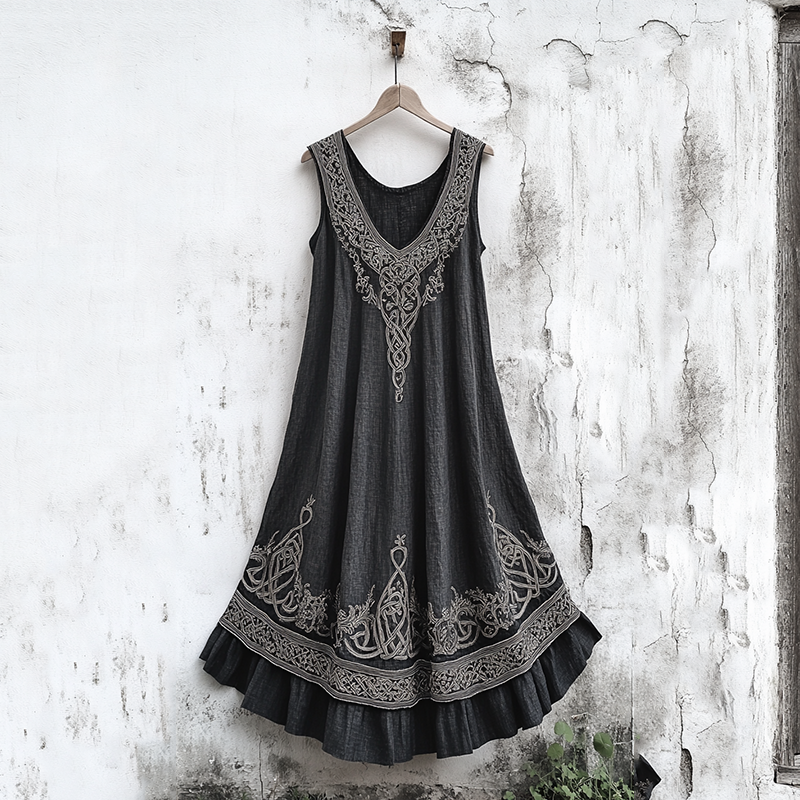 Vintage Viking Art Cozy Linen Tank Dress