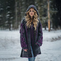 Women's Viking Celtic Knot Art Warm Knit Hooded Jacket