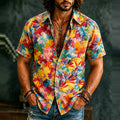 Men's Retro Hippie Flowers Graffiti Art Pattern Casual Shirt