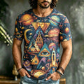 Men's Retro Hippie Psychedelic Cosmic Art Print Casual T-shirt