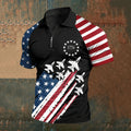 Men's Independence Day American Flag 1776 Zip-up Polo Shirt