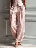 Casual Solid H-Line Straight Leg Pants