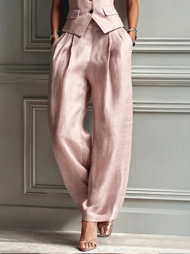 Casual Solid H-Line Straight Leg Pants