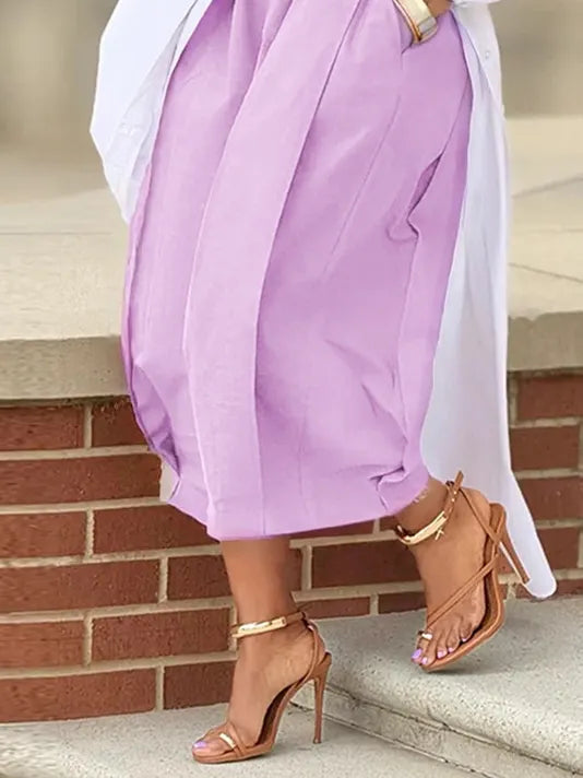 Casual Cotton Wide-Leg Cropped Pants