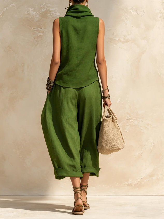 Cotton And Linen Casual Plain Pants