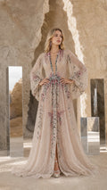 Elegance Embroidered Beaded Long Sleeve Evening Gown