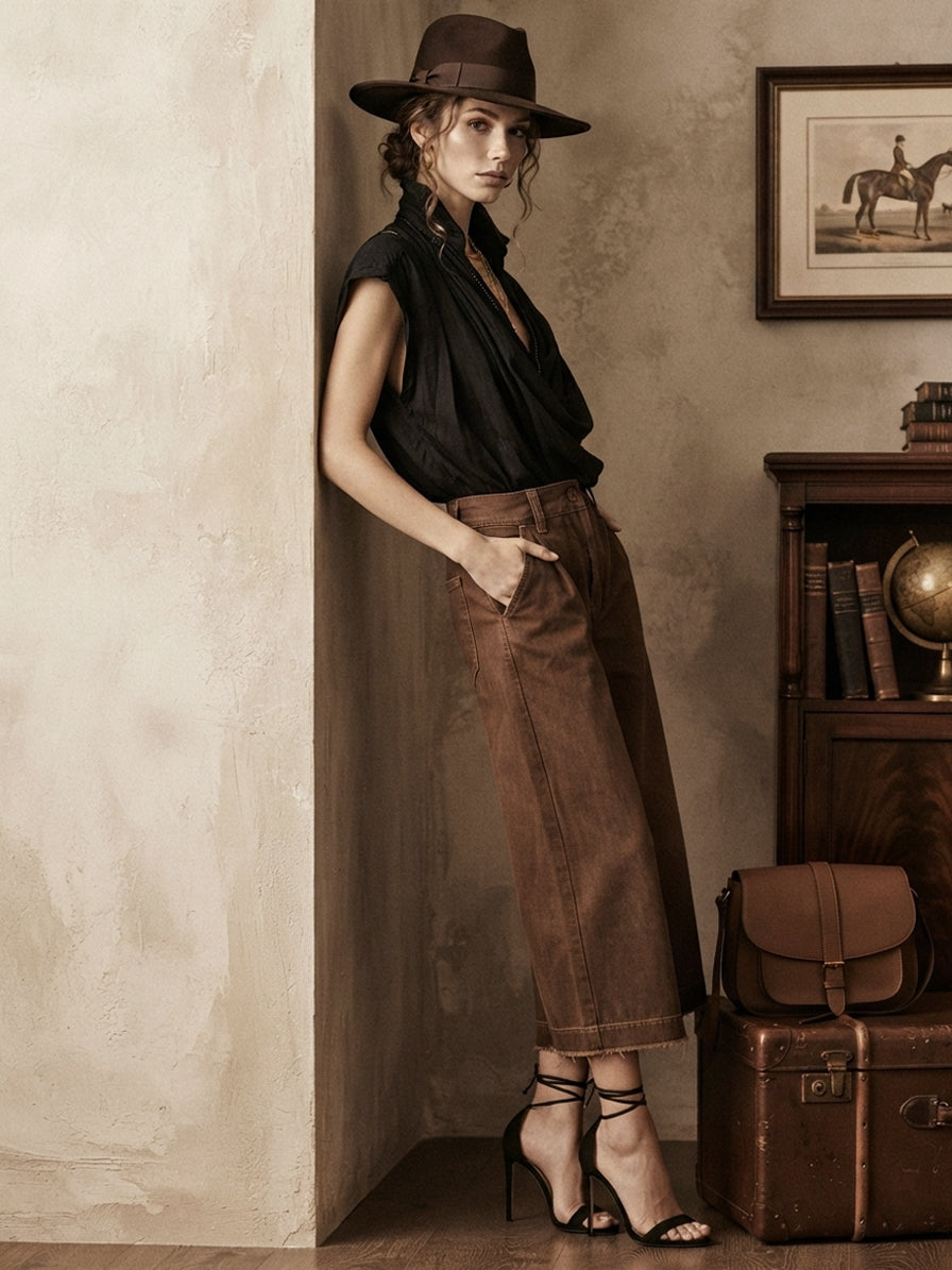 Black Linen Blend Sleeveless Relaxed Blouse