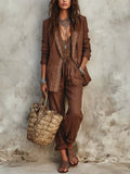 Vintage Lace Trim Cotton-linen Suit Set