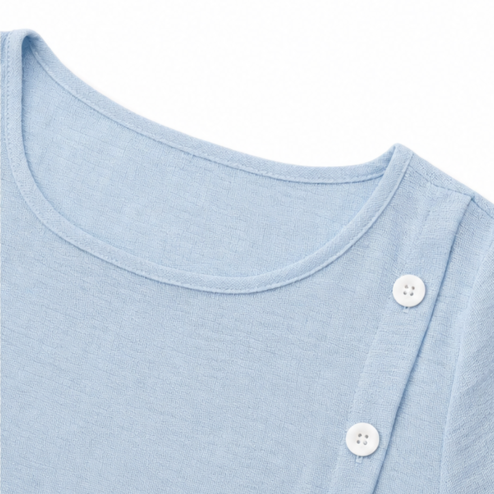 Sumlor – Asymmetric Button Midi Dress with Pockets for Summer