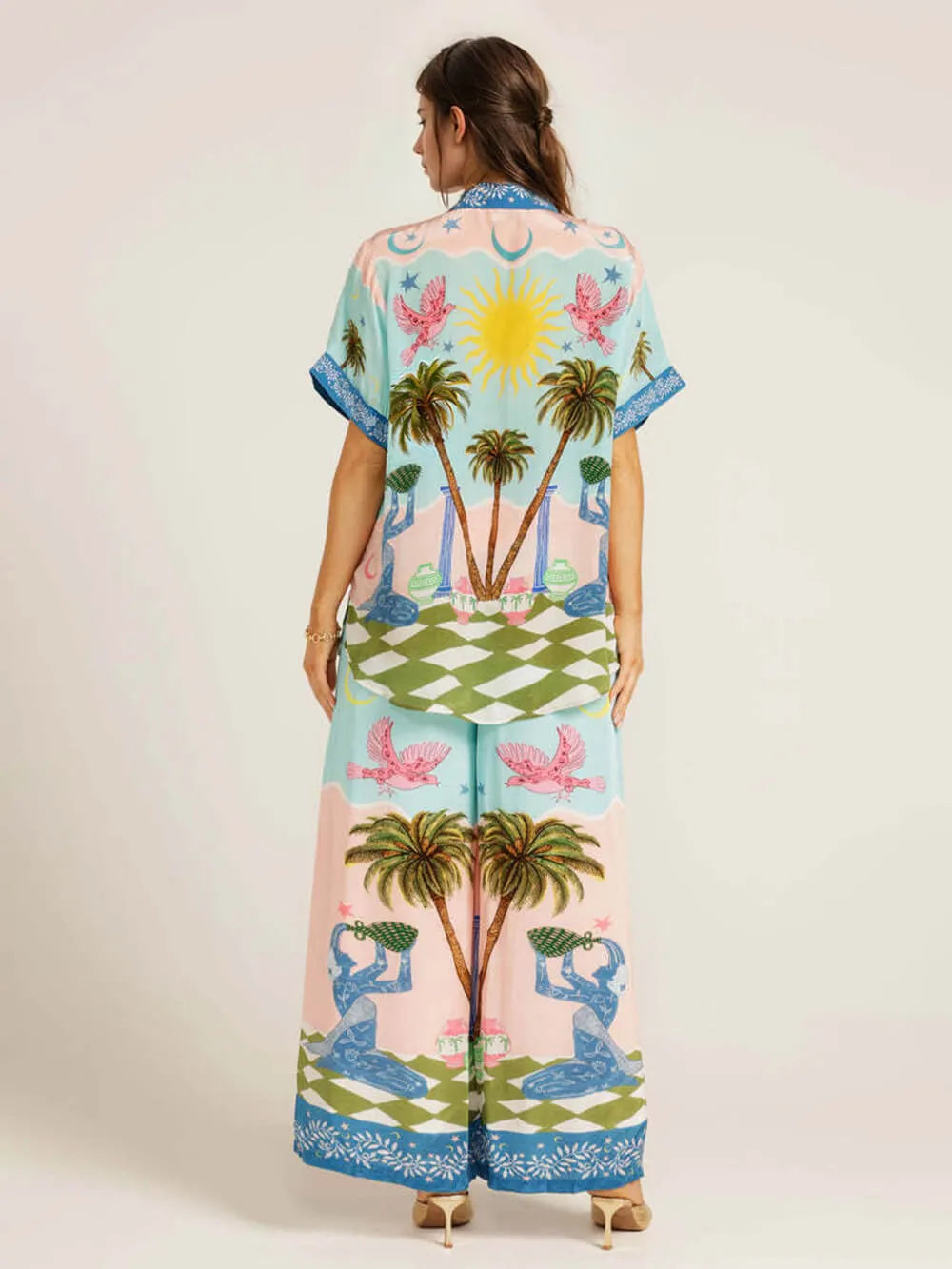 Casual Palm Tree Print Short Sleeve Shirt