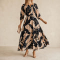 Vivara – Women's Marble Gold Chiffon Maxi Dress