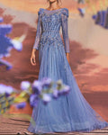 Elegant sequin long sleeve maxi Prom Dress