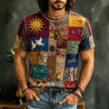 Men's Retro Hippie Pattern Art Casual Short-sleeve T-shirt