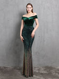 One Shoulder Fishtail Velvet Evening Maxi Dress