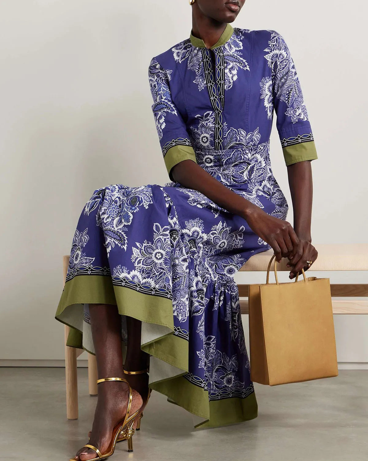 Floral-print cotton-poplin midi dress