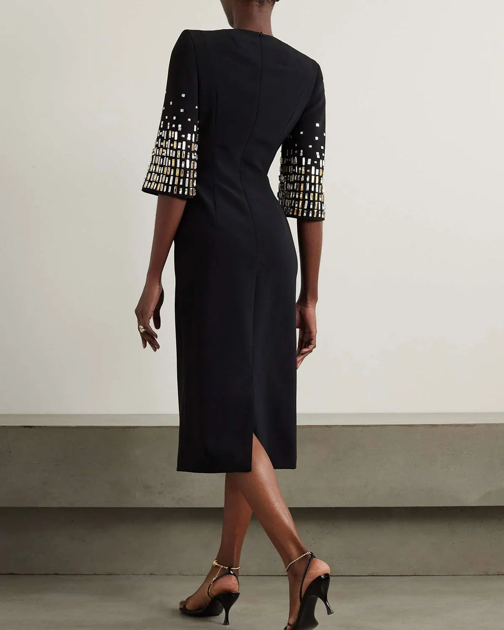Crystal-Embellished Crepe Midi Dress