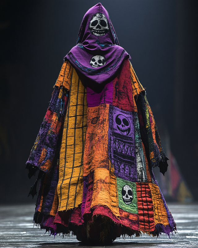 Men's Printed Contrast Hooded Oversized Coat e10f