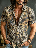Men's Retro Bohemian Style Leopard Print Short-sleeve Shirt