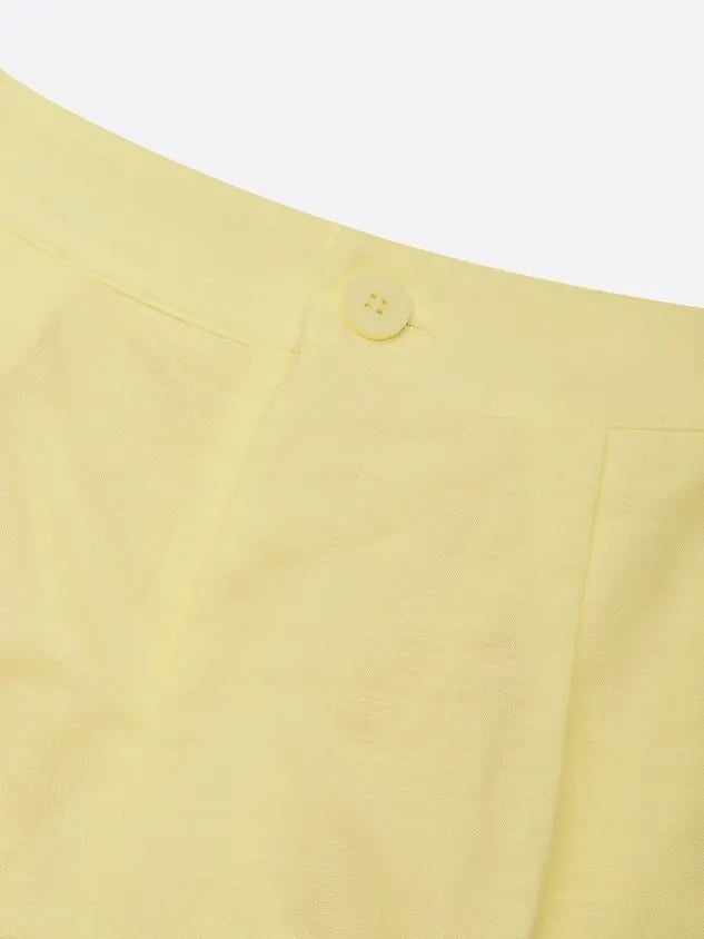 Cotton And Linen Casual Plain Straight  Shorts