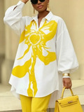 Urban Floral Printing Shirt Collar Shirt