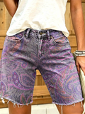 Women's Vintage Floral Print Denim Shorts