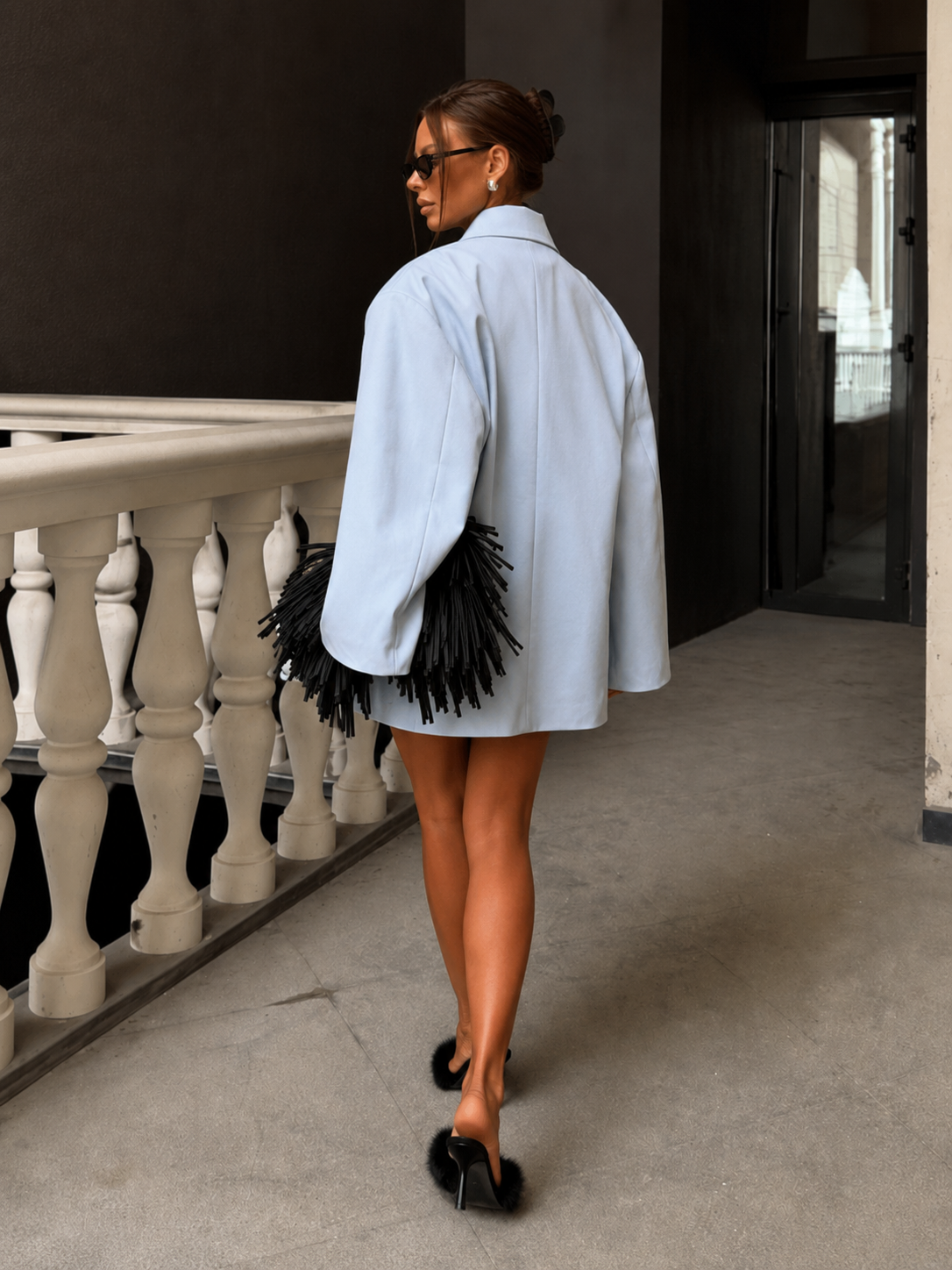 Powder Blue Oversized Blazer Mini Dress