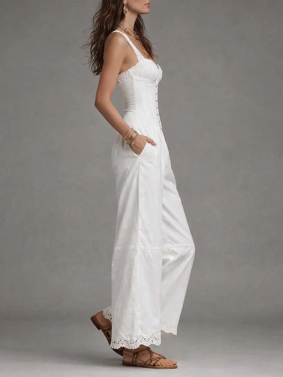 Bohemian Lace Corset Cotton Jumpsuit