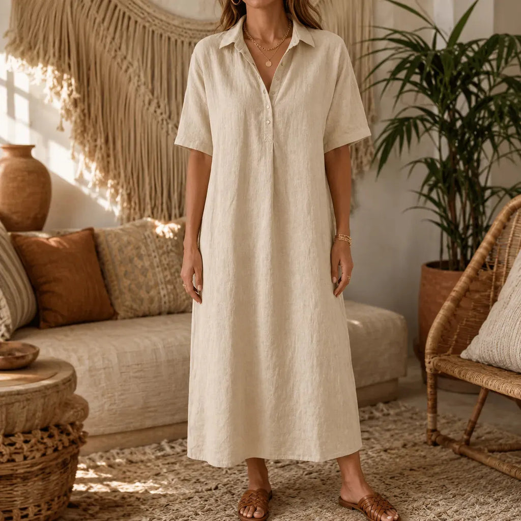 Lunavia – Women's Oversized Midi Shirt Dress