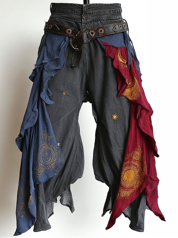 Summer and autumn Japanese men's loose contrast color retro trousers pants 444e