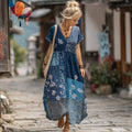 Women's Japanese-style Floral Print Casual Long Dress