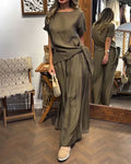 Olive Green Linen Tie Side Two Piece Lounge Set