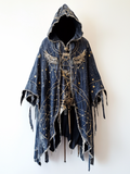Retro hooded gorgeous contrast color cape 09ad