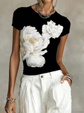 Casual Floral Slim Fit Short Sleeve Tee