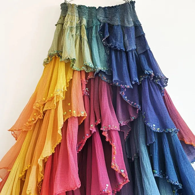 Summer gradient ruffle skirt 7168