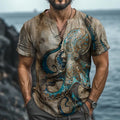 Vintage Octopus Art Print Casual Shirt