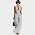 Chic Striped Halter Co-Ord Set