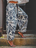 High Waist Casual Geometric Regular Fit Pants