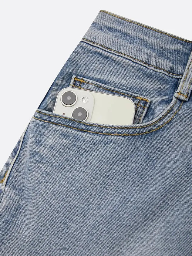 Casual Solid Tailored Denim Shorts
