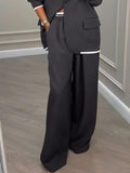 Fashion Sports Style Colorblock Elastic Waist Pocket Loose Pants