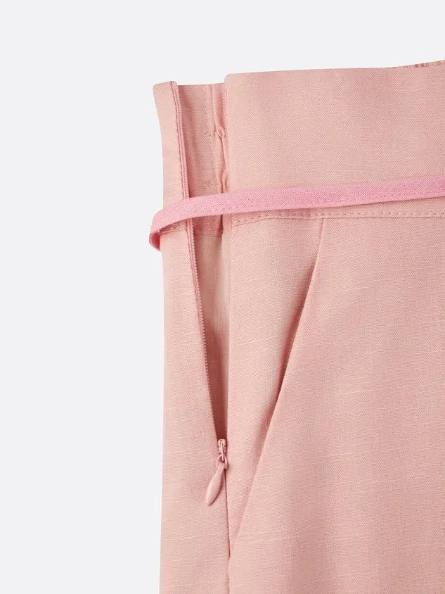 Casual Solid Relaxed Cropped Lace-up Wide Leg Pants