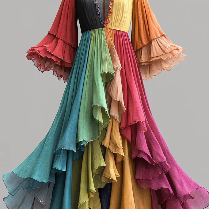 Secret of the Universe Embroidered Vintage Casual Dress ccf1