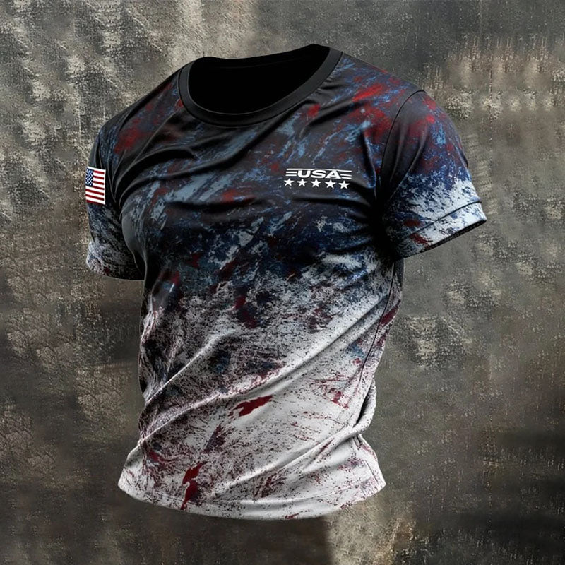 Men's Retro Flag Color Short-sleeve T-shirt