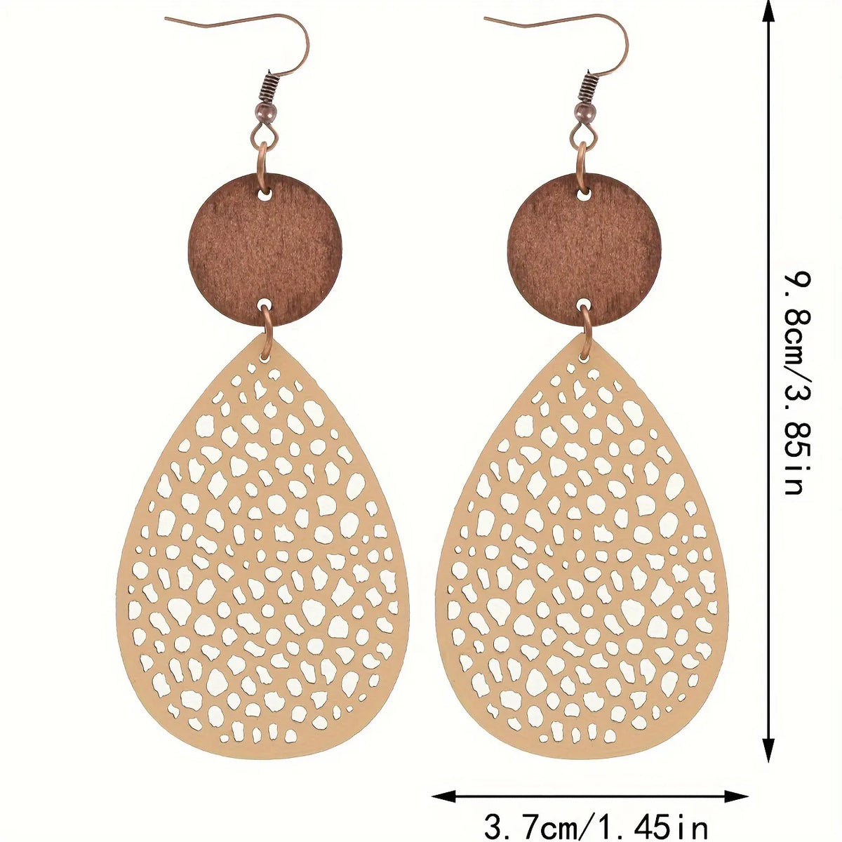 Boho Style Dangle Earrings Hollow Waterdrop Design Match Daily Outfits Party Accessories Gift For Family/ Friends/ Lover